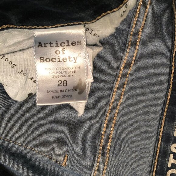 Articles Of Society Jeans Womens Size 28 Light Wash Blue Denim Stretch - Picture 2 of 6